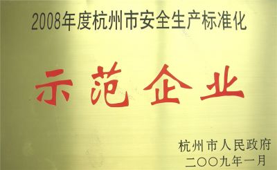 杭州市標準化示范企業證書